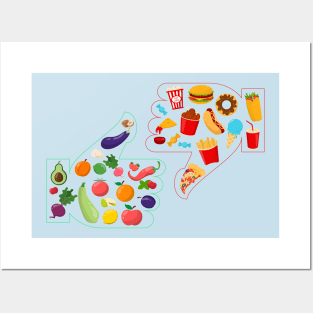 healthy vs junk food Posters and Art